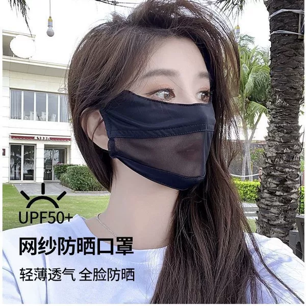New Style Mask for Women in Summer, Thin Sun Protection Mesh, Breathable Anti-Uv Ice Silk Breathable Eye Protection Sunshade Mask