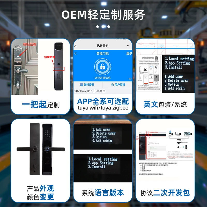 Cross-border fingerprint lock customization language graffiti, one holder to open semi-automatic fingerprint lock apartment wooden door c-level core lock