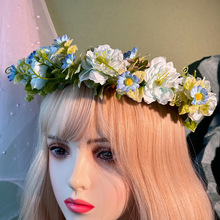 新款森林系花朵新娘花环头饰度假沙滩发箍婚纱摄影写真头环发饰