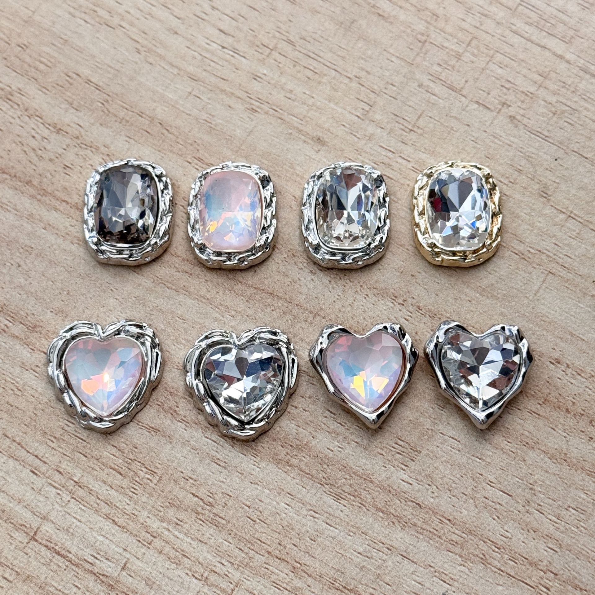 DIY洞洞鞋鞋花鞋扣合金闪钻精致爱心饰品配件镶钻装饰服装配饰