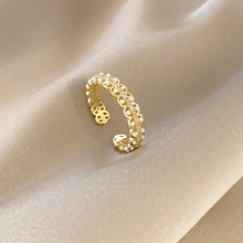 韩版开口珍珠戒指女复古小众设计冷淡风食指环百搭气质关节尾戒子