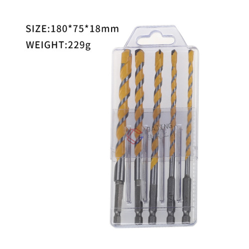 Multifunctional Overlord drill hexagonal handle drill bit tile glass stone red brick hole opener drill bit 5-piece set Overlord drill