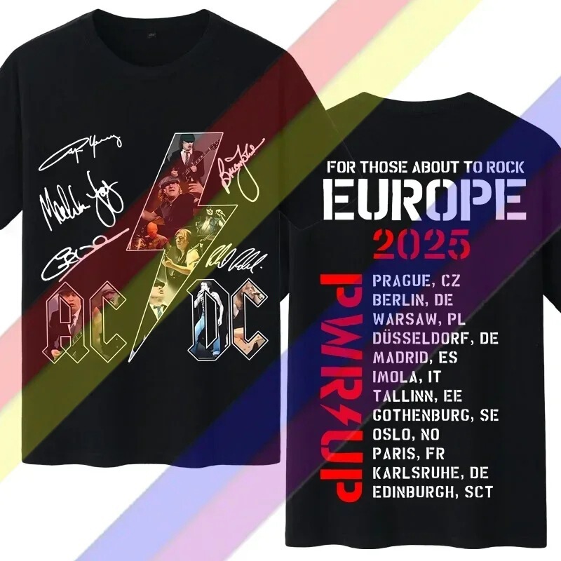 [Cross-Border European Code] 2025 Ac Dc Band Printed T-Shirt Coming
