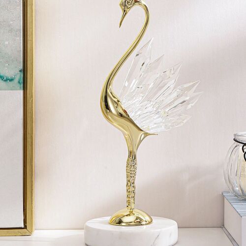 Swan Creative Shelf Decor for Couples, Home Living Room, Light Luxury Desk Accessory, Crystal High-End Bedroom Entrance Modern Wine