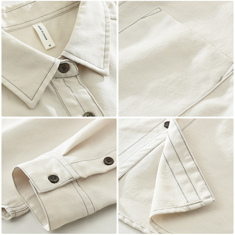 Camicia casual da uomo a maniche lunghe in stile workwear_voghion.com