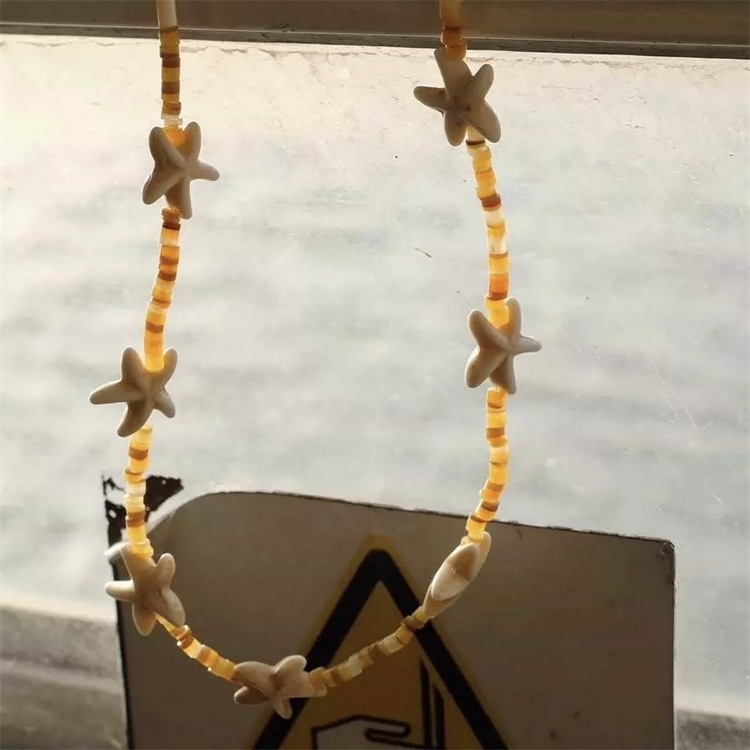 Dancing Starfish Hand-made Natural Turquoise Five-pointed Star Shape Holiday Niche Collarbone Beads Vintage Necklace Collarbone Chain Dancing Starfish Hand-made Natural Turquoise Five-pointed Star Shape Holiday Niche Collarbone Beads Vintage Necklace Collarbone Chain
