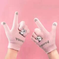 冬の女性のタッチパネルの手袋はかわいいです。