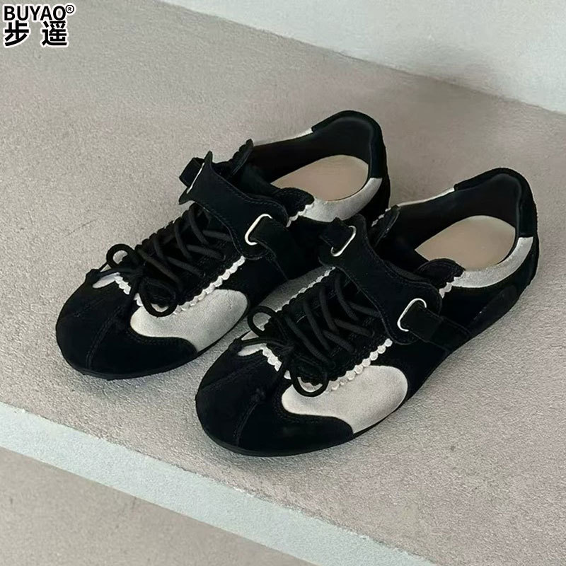 Leather version 2026 autumn new designer retro-style German training shoes for women, soft-soled Forrest Gump shoes, casual sports shoes
