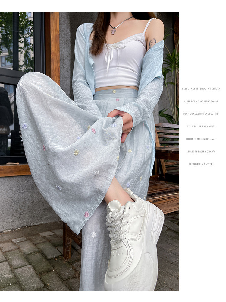 Quần culottes nữ ống rộng cạp cao vải linen phối sợi mát, dáng suông rủ nhẹ — Nhỏ màu hồng chi tiết 37