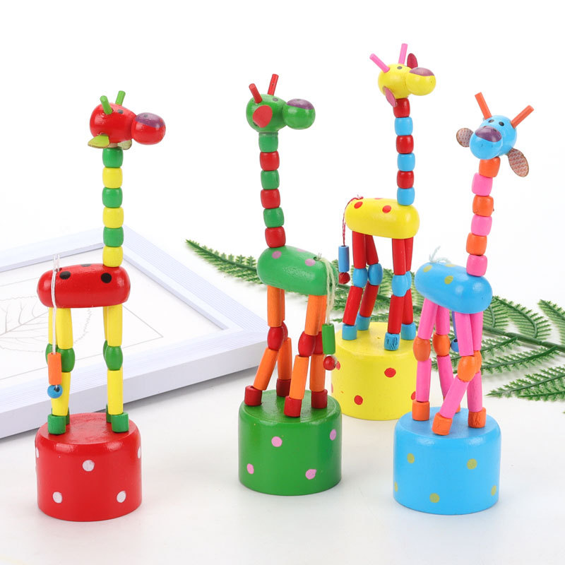 Large giraffe toy wooden barrel puppet swing twisted man stand bucket home toy gift Yiwu small commodity