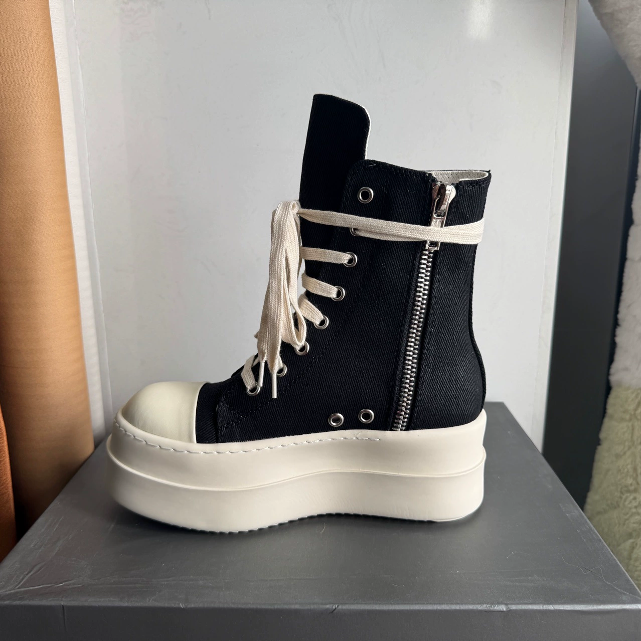 Высокие кеды casual, платформа, чёрные, мужские размеры 38–48