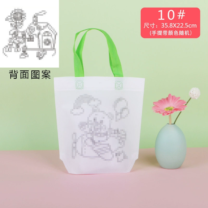 Двусторонняя раскраска-сумка для tote, безвредная текстильная нетканая ткань, дизайны можно раскрашивать вручную, ручная кладь 23.8×22.5 см