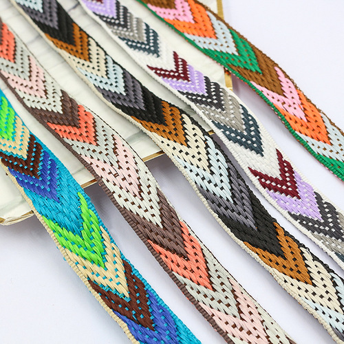 Factory-direct 2.2cm arrow-patterned ethnic-style jacquard ribbon—accessories for ethnic clothing, hats, curtains, and headwear