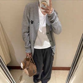 川久新款叠心保玲情侣款爱心针织开衫 情侣款亲子搭配 爱心可以备