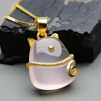 Золотое ожерелье с кристаллом и подвеской кота, браслет, цепь 18K, талисман удачи, аксессуар