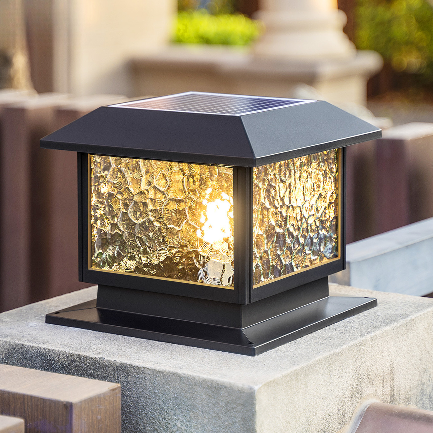 Solar Column Head Lamp Outdoor Waterproof Courtyard Wall Lamp Pillar Lamp Outdoor Villa Garden Gate Door Pillar Lamp