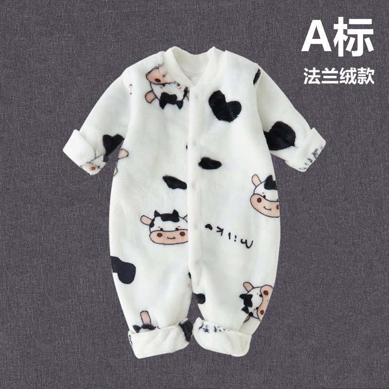 Baby Flannel Jumpsuit Baby Autumn and Winter Fleece-lined Thickened Hats Children's Coral Fleece Pajamas Home Clothes Spring and Autumn Baby Flannel Jumpsuit Baby Autumn and Winter Fleece-lined Thickened Hats Children's Coral Fleece Pajamas Home Clothes Spring and Autumn