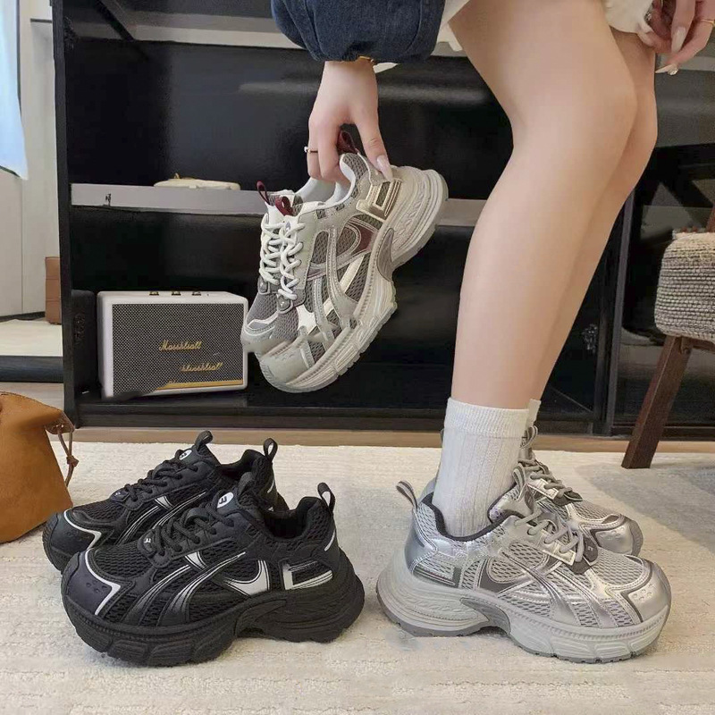跨境真皮厚底老爹鞋女2025新款秋季透气休闲运动鞋百搭跑步鞋女鞋|undefined