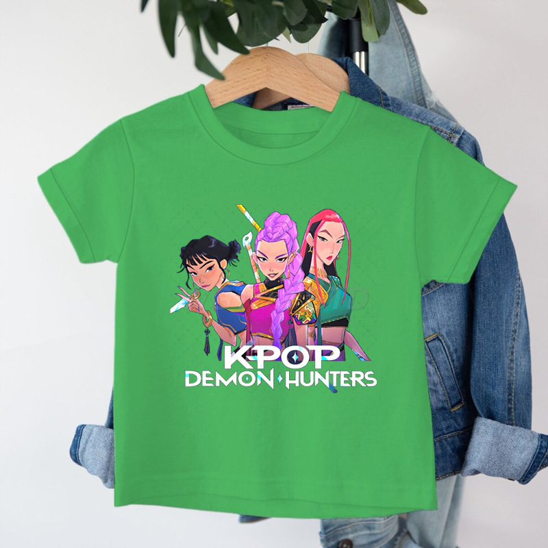 クロスボーダー KPop デーモンハンターデーモンハンターグループプリントコットン Tシャツ夏のファッション子供カジュアル半袖|undefined