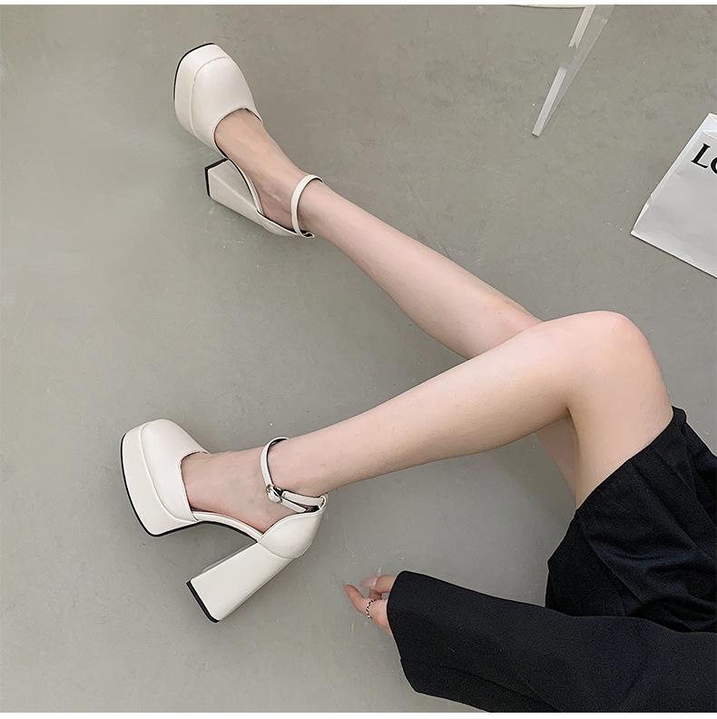White French style high-heeled shoes for women spring 2023, new shallow cut square toe fashionable and high-end sandals_voghion.com