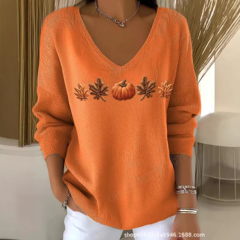 2026 Spring and Autumn New Style V-Neck Long Sleeve Pullover 3D Digital Print Women's Sweatshirt 2026 Spring and Autumn New Style V-Neck Long Sleeve Pullover 3D Digital Print Women's Sweatshirt