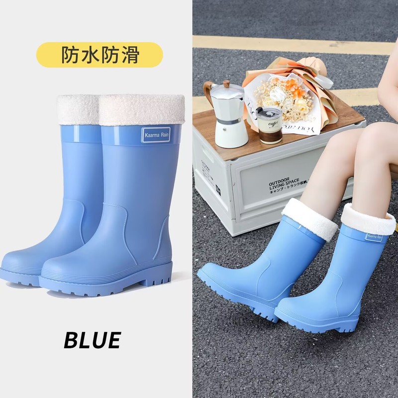 新款磨砂系列中筒女雨鞋防滑中筒女靴PVC胶鞋街头百搭厚底防水鞋|undefined