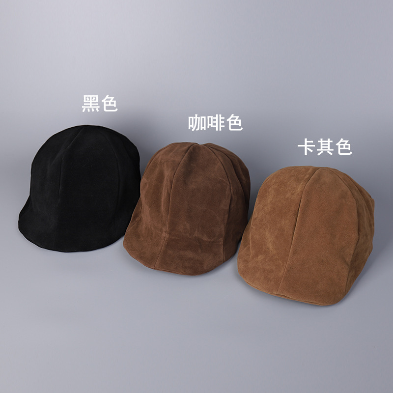 日系麂皮绒鸭舌帽女时尚潮金属丝帽檐纯色百搭帽子|undefined