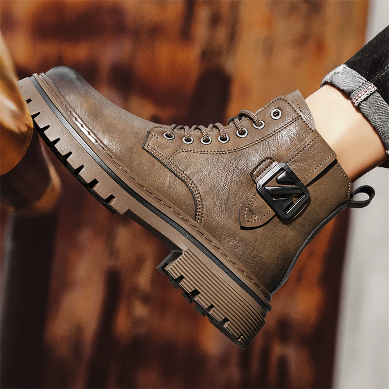 Высокие зимние ботинки (Martens) мужские, английский стиль, молния и платформа, 39–44