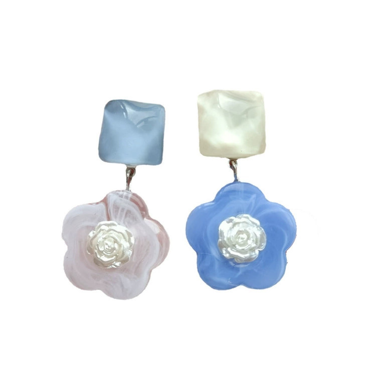Ink, fresh earrings, ear clips, S925, silver 925 sample, flowered