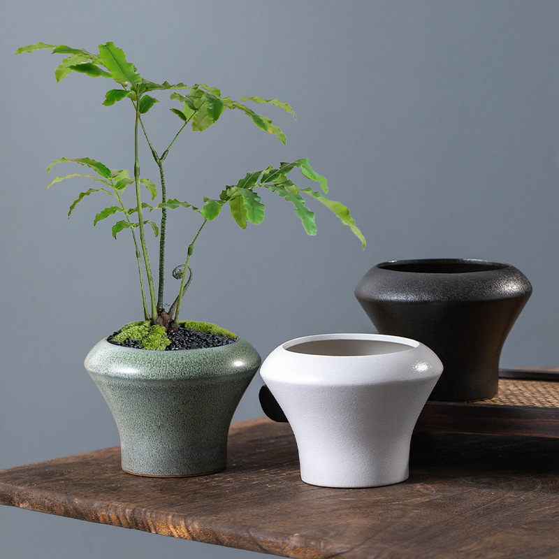 Handmade Pottery Pot Large Vintage Coarse Pottery Fleshy Old Pile Pot Big Mouth Hydrangea Flower Pot Rose Pot Vintage Homestay Decoration