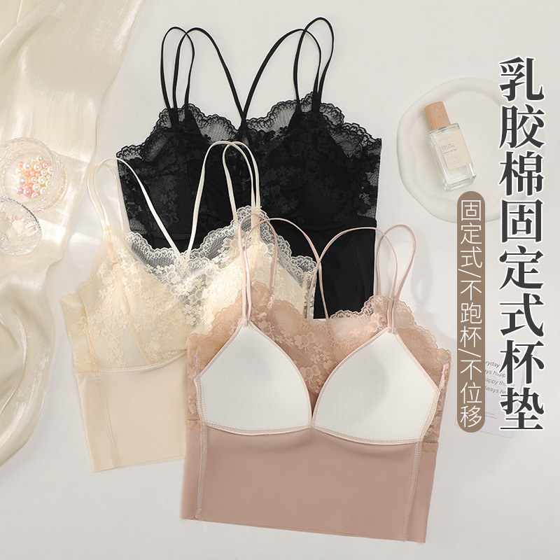 新型フランス式レース美背ストラップベスト女性の外着には、胸にストラップがついています。|undefined