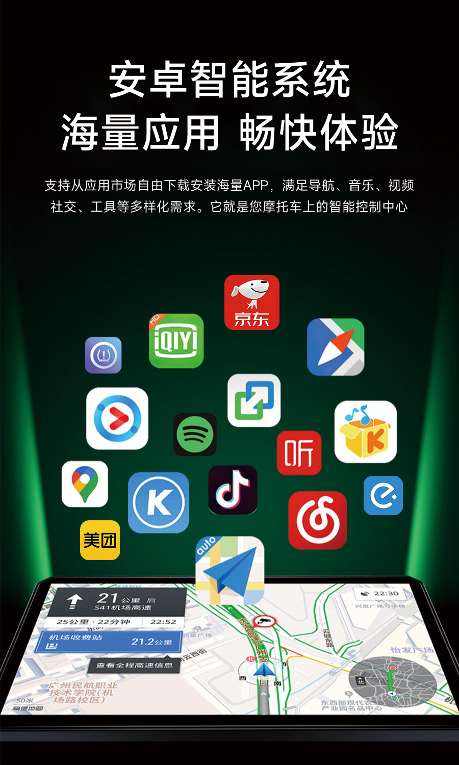 Motorcycle Driving Recorder Built-In Amap Google Navigation Carplay Hicar 4g Remote Monitoring Tire Pressure