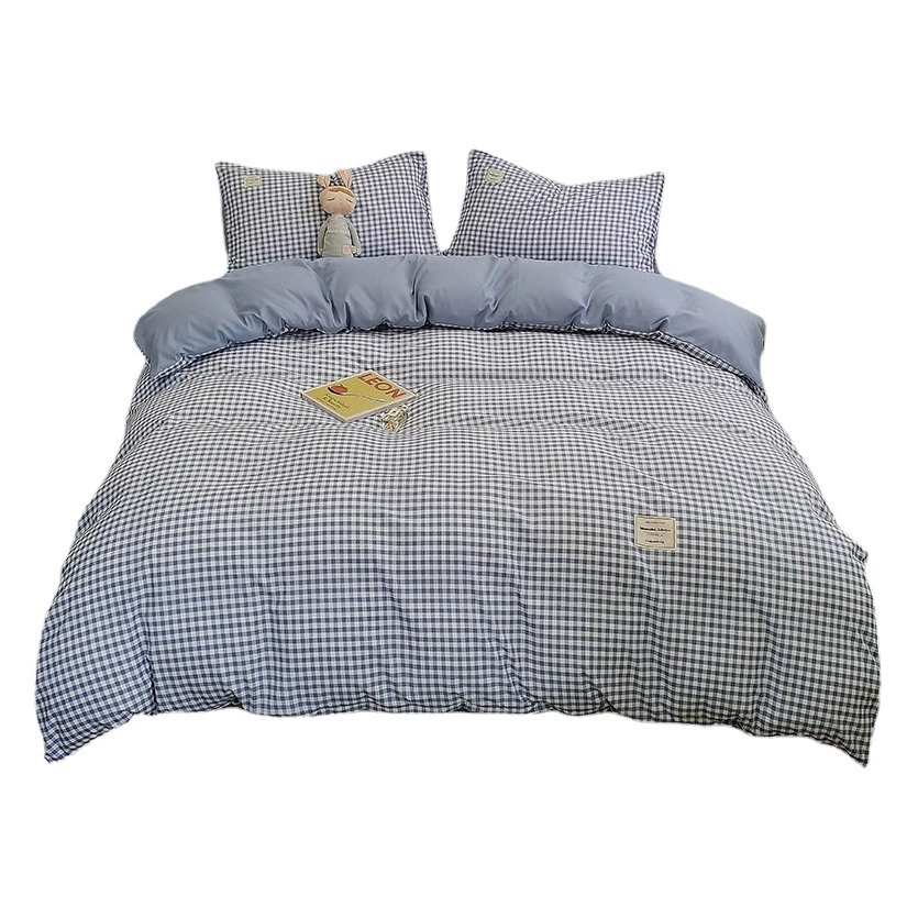 Новый японский однотонный полосатый хлопковый комплект из четырех предметов класса A, простая постельная шляпа, мягкая и удобная версия AB оптом