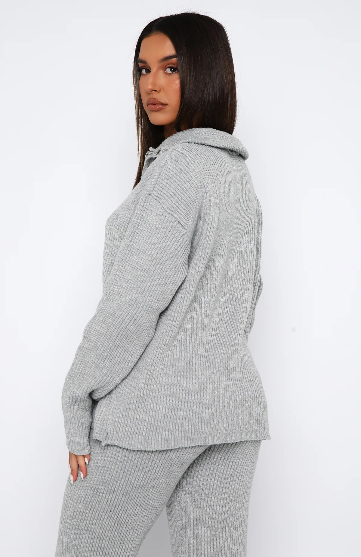 Damen Strick Zweiteiler Set Casual Langarm Pullover Und Hose_voghion.com