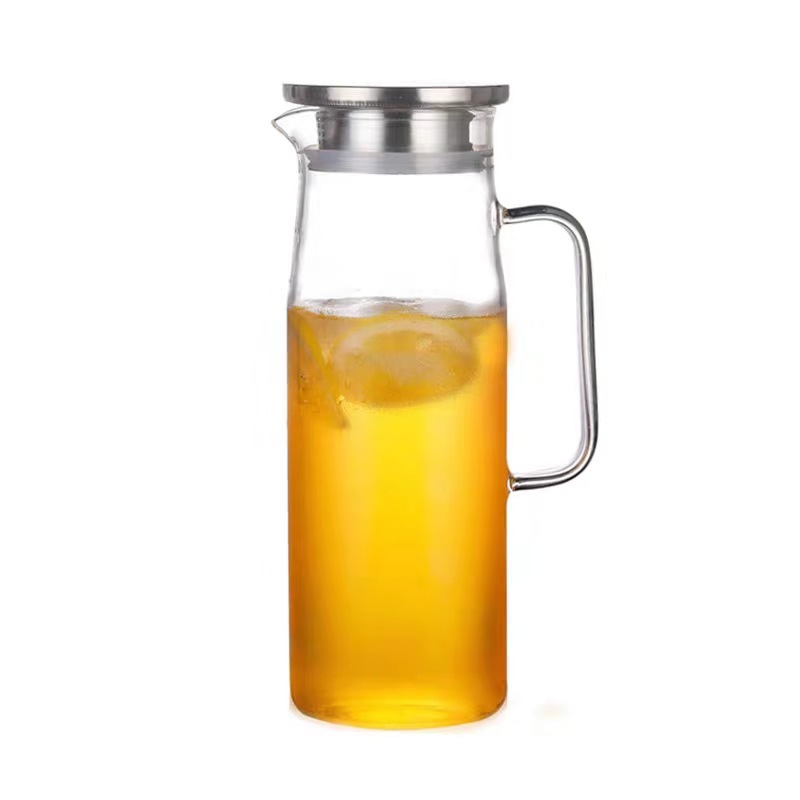 Hervidor frío recto simple y transparente, olla de agua fría de gran capacidad resistente a altas temperaturas para el hogar, bebida de borosilicato, jarra de jugo