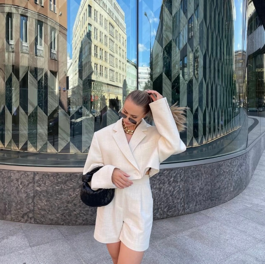 GraceChic 2022 Autumn New European And American Women's Fashion Long Sleeve Blazer High Waist Short Sexy Hot Girl Outfit Wholesale_voghion.com