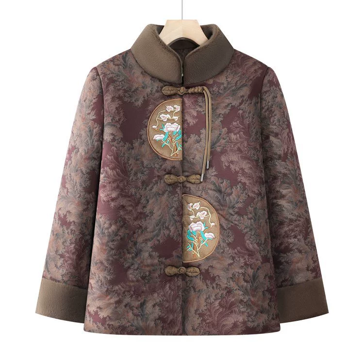 Бабушка зимняя одежда плюс бархат утолщенные хлопчатобумажные пальто для пожилых людей