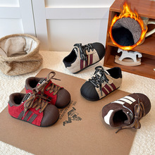 儿童加绒运动鞋2025冬款二棉鞋男童贝壳头板鞋女童软底休闲阿甘鞋