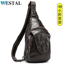 WESTAL Genuine Leather Bag men's chest bags male Sling Bag