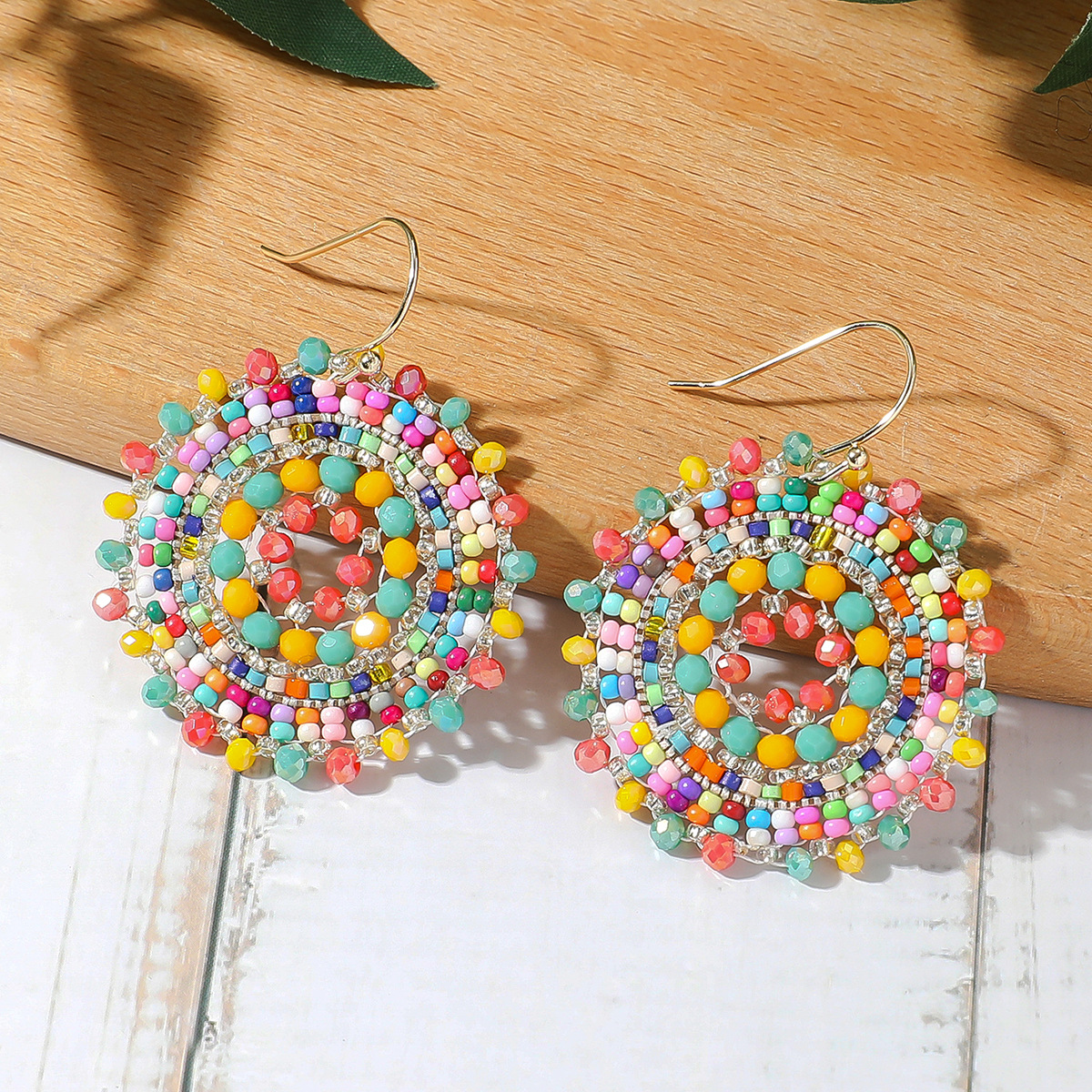 Ethnic Style Bohemian Geometric Seed Bead Beaded Handmade Women's Drop Earrings 1 Pair display picture 5