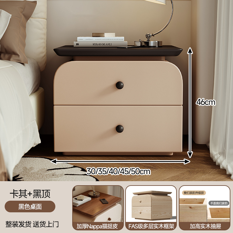 Todo la meseta de cama de madera maciza dormitorio doméstico 2025 explosión de viento de crema pequeño almacenamiento de niños sin instalación de gabinete de almacenamiento