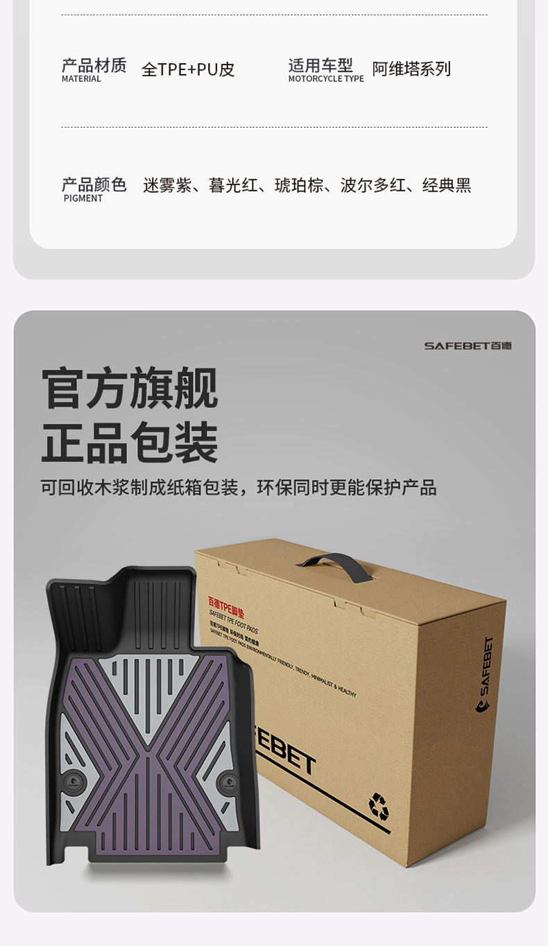 Suitable for the 2026 new model Avita 06 07 12, custom-made colorful TPE car floor mats and trunk mat
