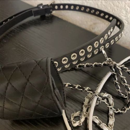 Big C Pan, the same style as the Internet celebrity, handsome and versatile waist bag, porous belt bag, no punching, small fragrant style chain bag, trendy