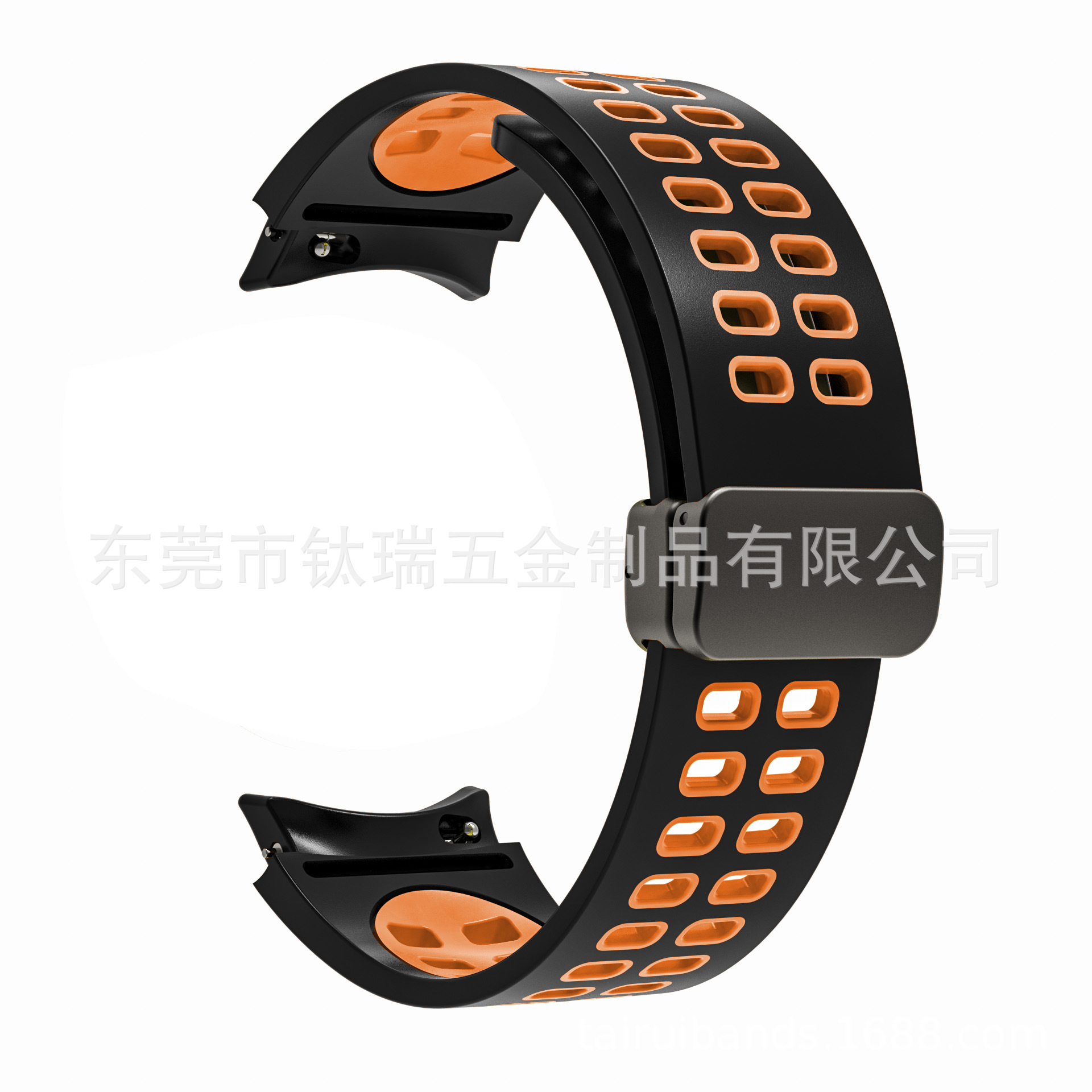 Aplicable a Samsung Galaxy watch6/5/4 correa de silicona de dos colores watch5pro hebilla plegable magnética universal