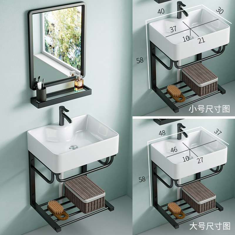 Montado en la pared lavabo gabinete combinación lavabo de cerámica hogar mini balcón pequeño apartamento baño lavabo