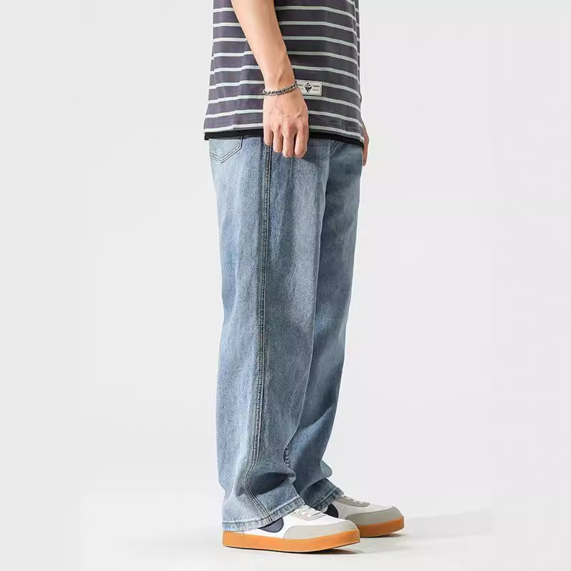 Xxbro ropa de hombre # jeans para hombre tendencia japonesa recto de color claro retro pantalones de papá de pierna ancha pantalones largos de todo fósforo
