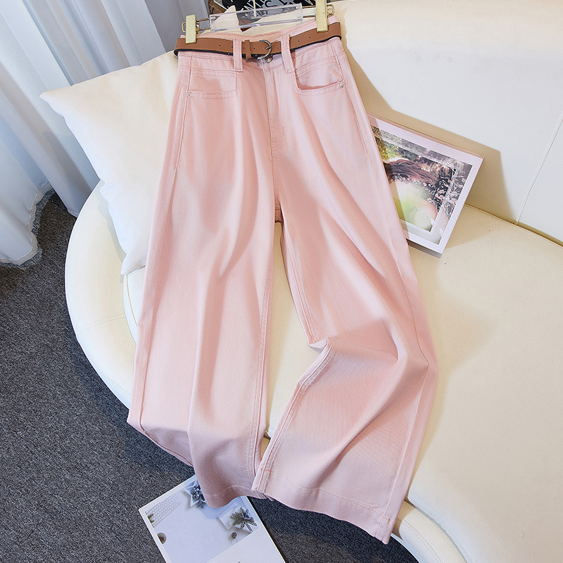 Miaozhen 夏テンセル薄いカラフルなハイウエストワイドレッグジーンズ女性の 9 点ストレートレッグパンツ女性のホットスタイル 3307|undefined