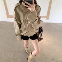 原版开发！深圳南油25早秋新款卡其色短款夹克风衣外套男女同款