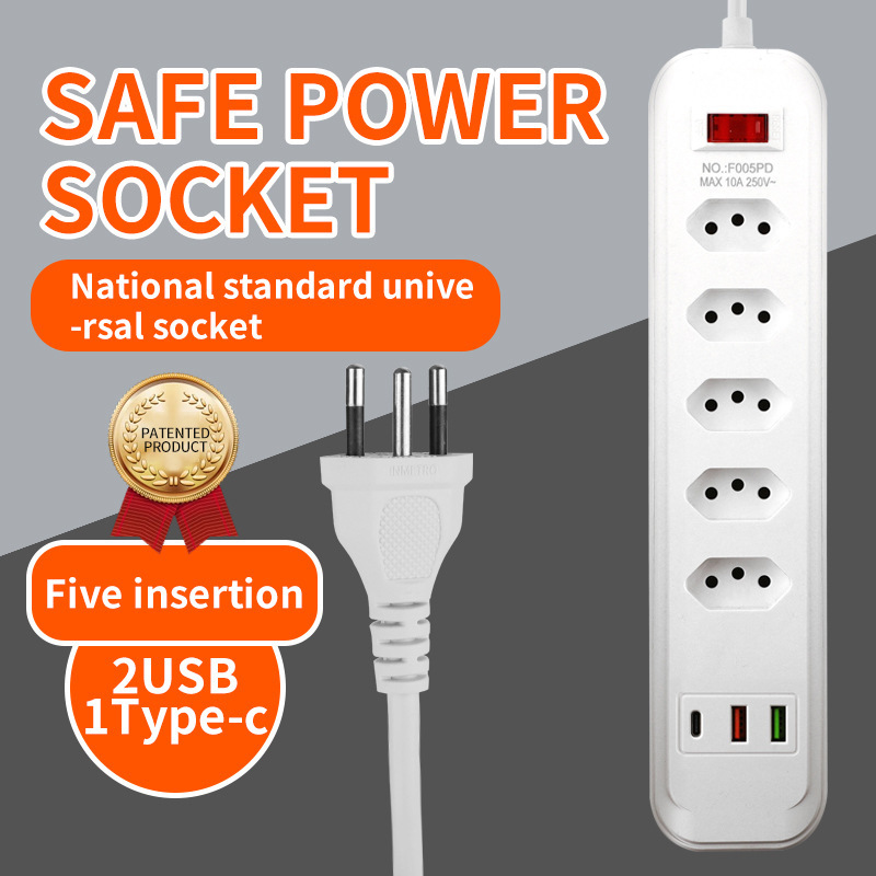 Exportaciones de comercio exterior inteligentes para Brasil enchufe de enchufe 3 / 4 / 5 / 6 con enchufe de alimentación 3USB