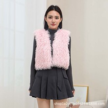 2025秋冬季新款滩羊毛马甲女外搭托卡皮草背心羊羔绒马夹外套年轻